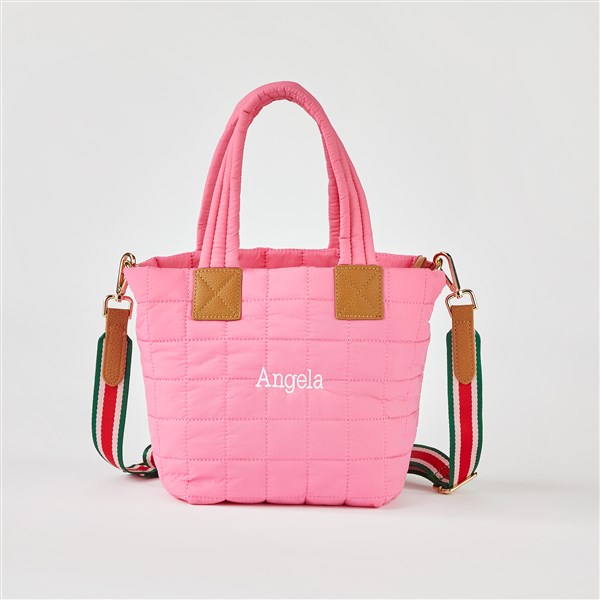 Embroidered Shiraleah Quilted Mini Tote in Pink   - 51302