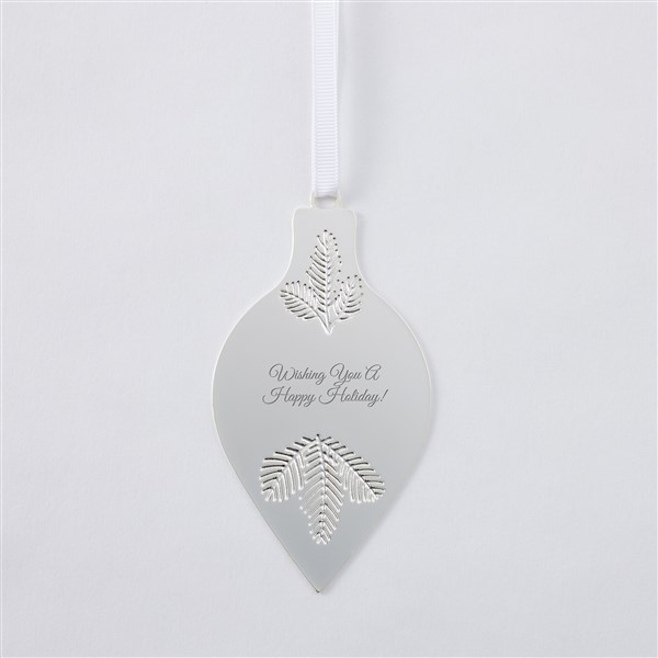 Engraved Silver Evergreen Drop Ornament - 51324