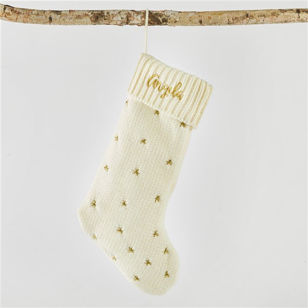 Embroidered Cream and Gold Star Stocking   - 51344