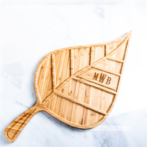 Personalized Large Leaf Charcuterie Tray - 51791D