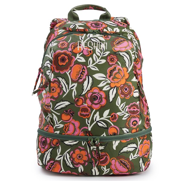 Embroidered Vera Bradley Chancery Backpack in Bubbly Flowers Green  - 52121