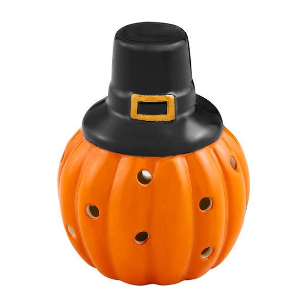 Ceramic Pumpkin Pilgrim Light-Up Sitter for Serveware   - 52216