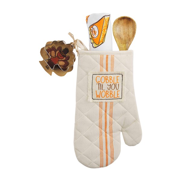 Gobble 'Til You Wobble Oven Mitt and Towel Set   - 52224