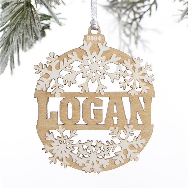 Kittenish Engraved Wood Snowflake Ornament  - 52236