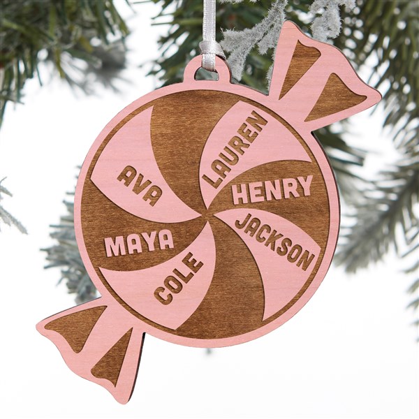 Kittenish Engraved Peppermint Swirl Wood Ornament   - 52245