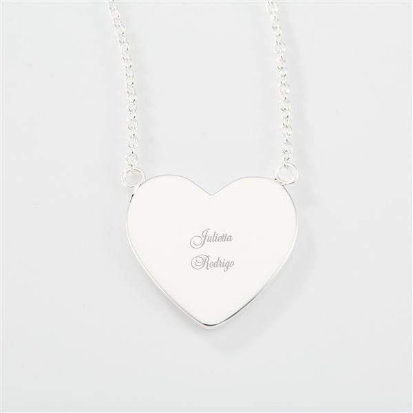 Kittenish Engraved Sterling Silver Heart Necklace  - 52301