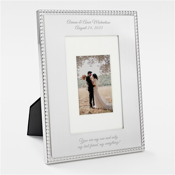 Kittenish Engraved Silver Beaded 4x6 Picture Frame - 52394