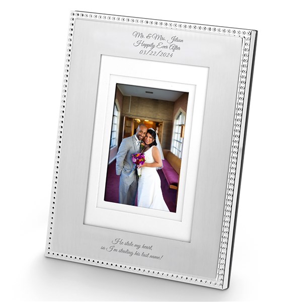 Kittenish Engraved Silver Beaded 5x7 Picture Frame  - 52395