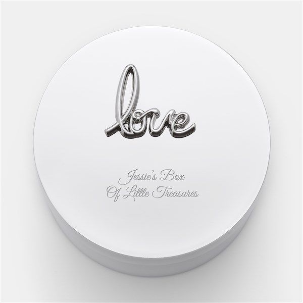 Engraved Silver &quot;Love&quot; Round Keepsake Box     - 52398