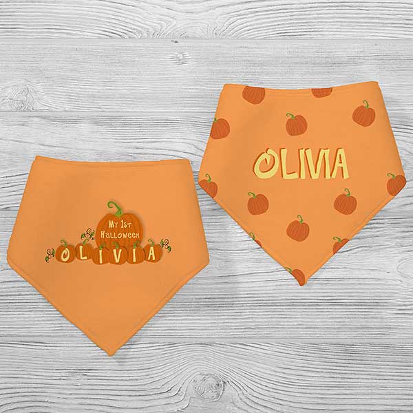 Personalized Baby's First Halloween Pumpkin Bib - 6133