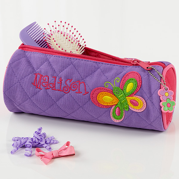 Girls Personalized Butterfly Duffel Bag & Cosmetic Case - 7347